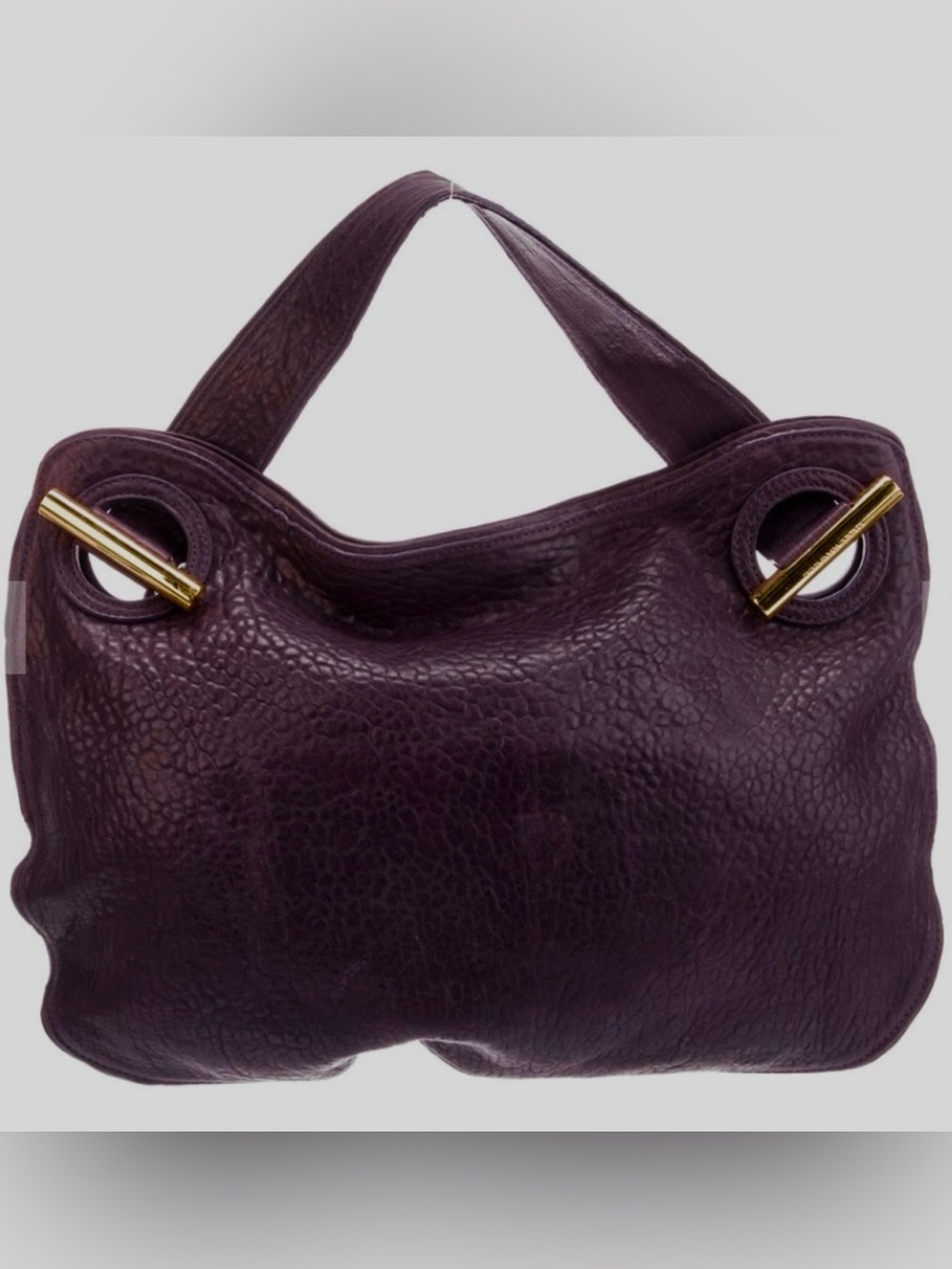 DEVI KROELL Eggplant Leather Short Shoulder Bag